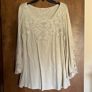 Soft Surroundings embellished crocheted top